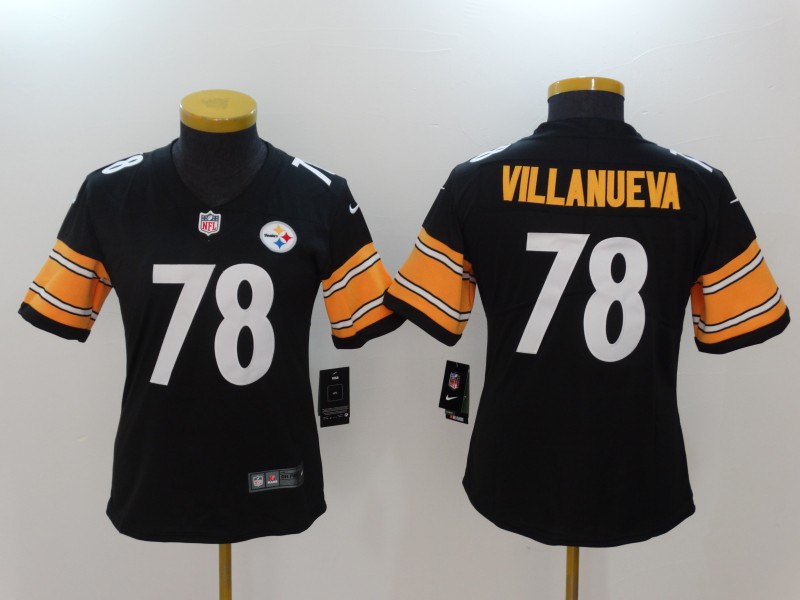 Women Pittsburgh Steelers 78 Villanueva Black Nike Vapor Untouchable Limited NFL Jerseys